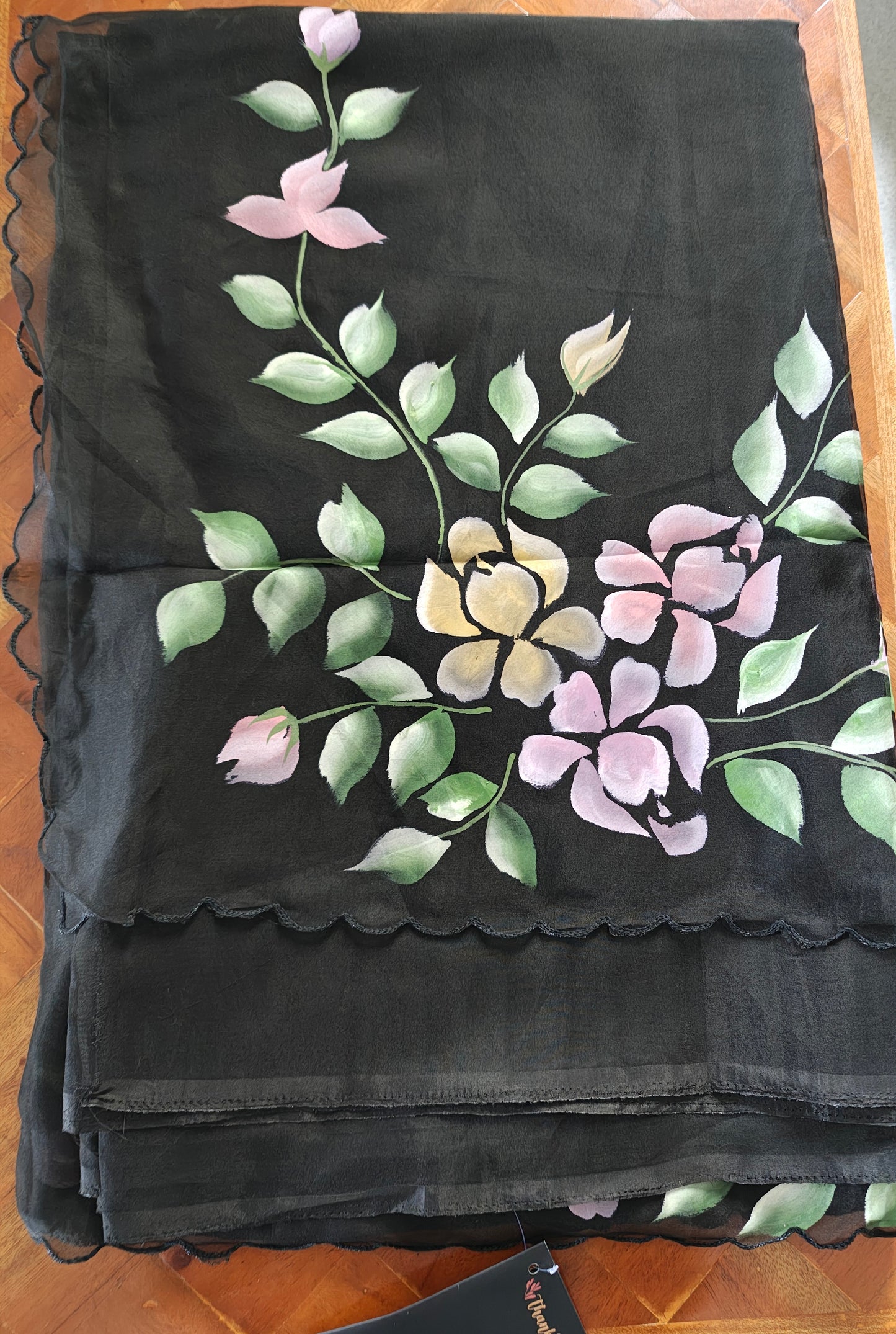 Janaki.universe-Organza with hand Paint