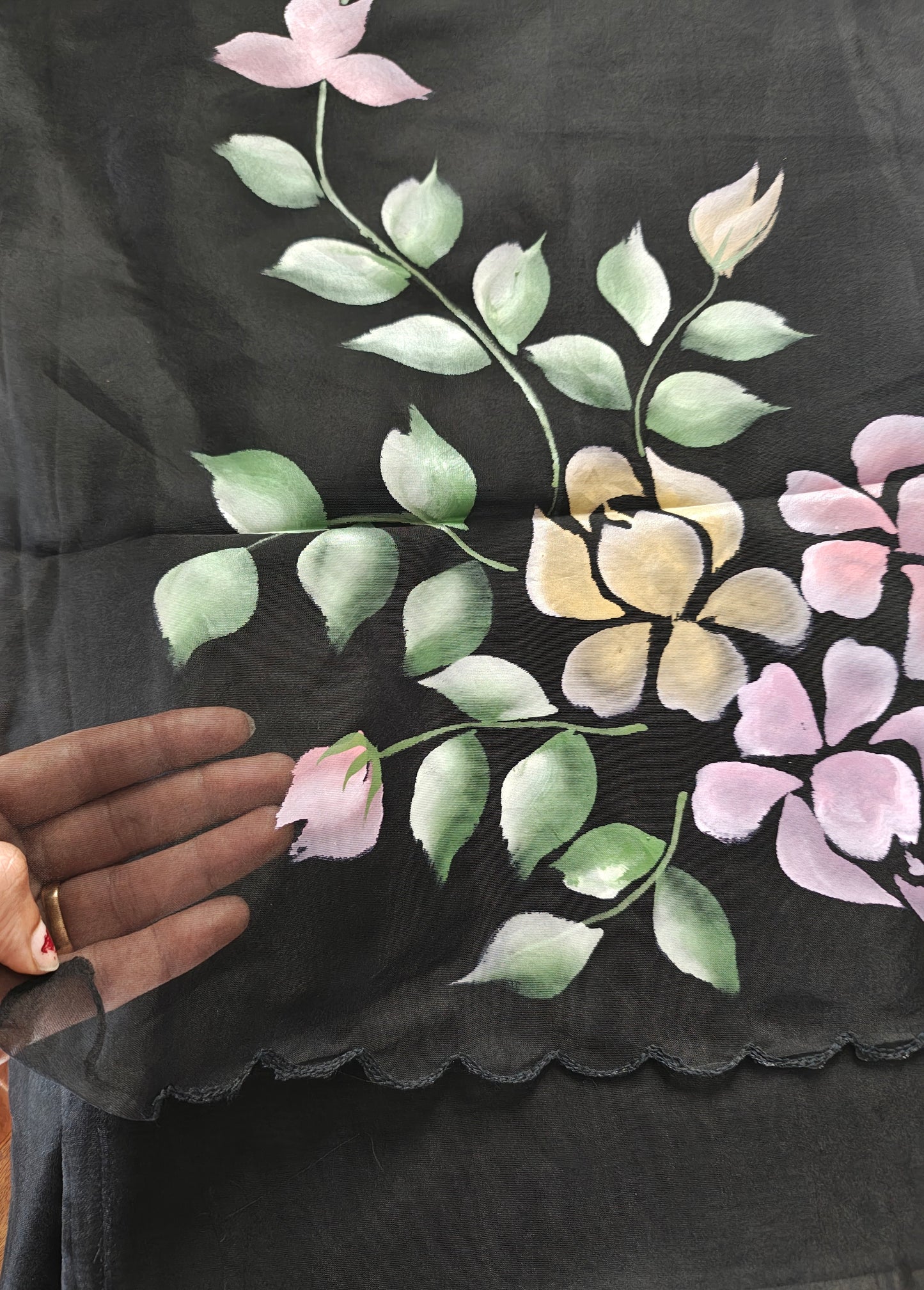 Janaki.universe-Organza with hand Paint