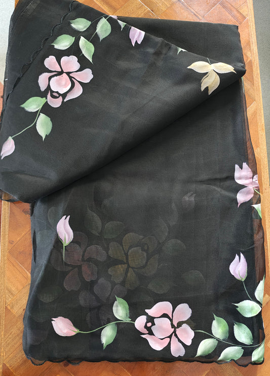 Janaki.universe-Organza with hand Paint