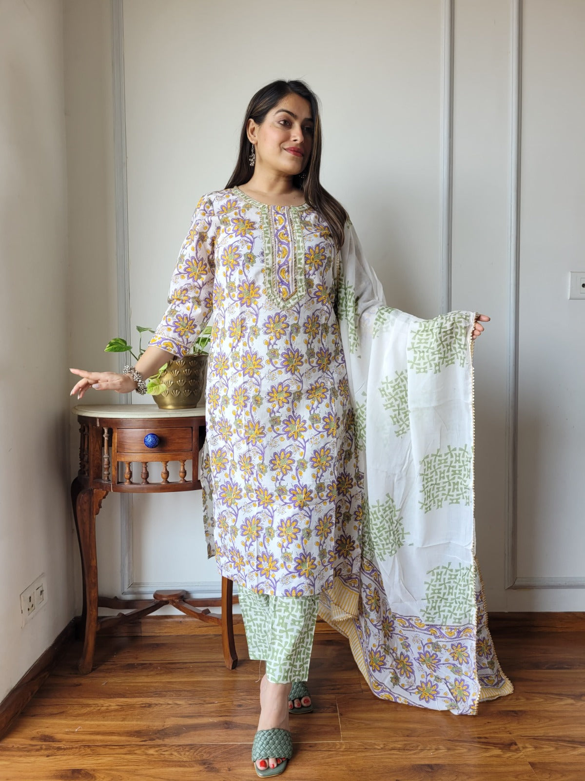 Pure Cotton Kurti Pant With Dupatta