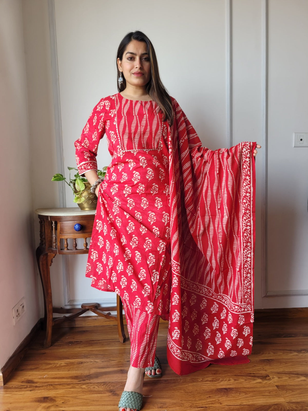 Pure Cotton Kurti Pant With Dupatta