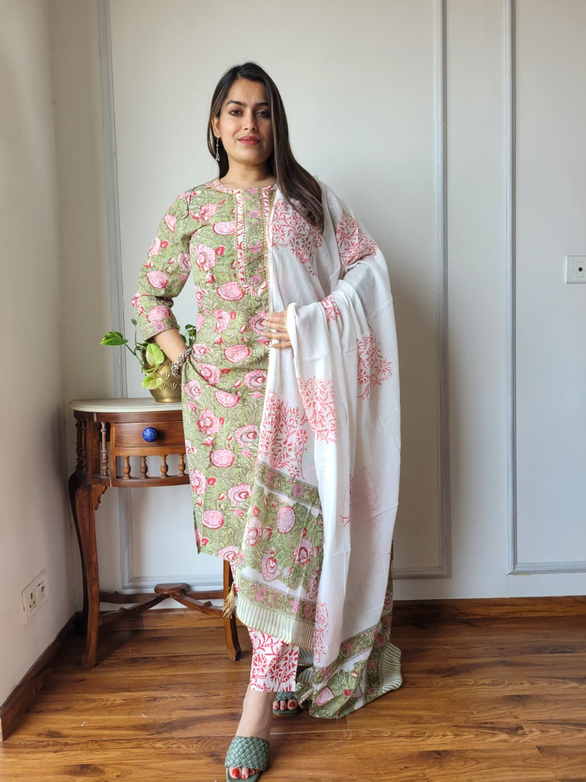 Pure Cotton Kurti Pant With Dupatta