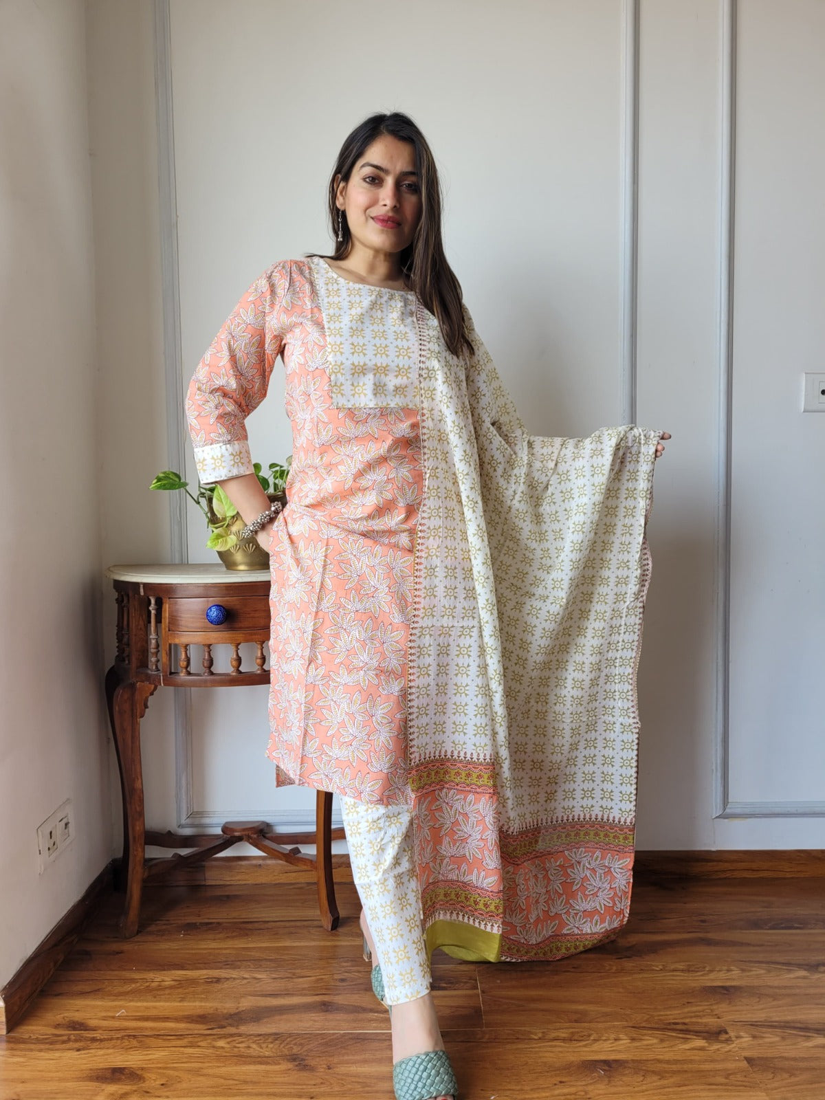 Pure Cotton Kurti Pant With Dupatta