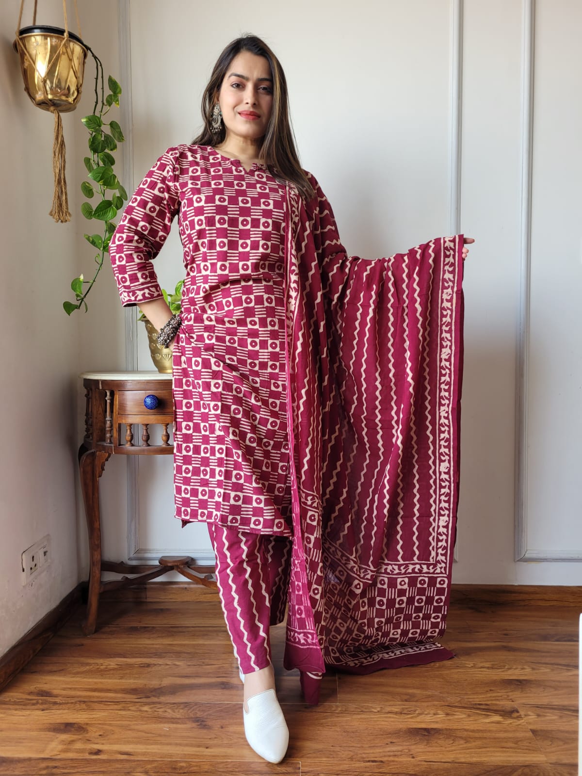 Pure Cotton Kurti Pant With Dupatta