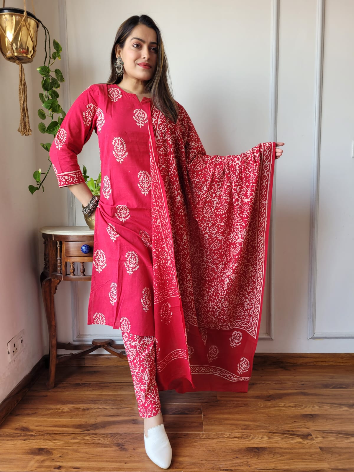 Pure Cotton Kurti Pant With Dupatta