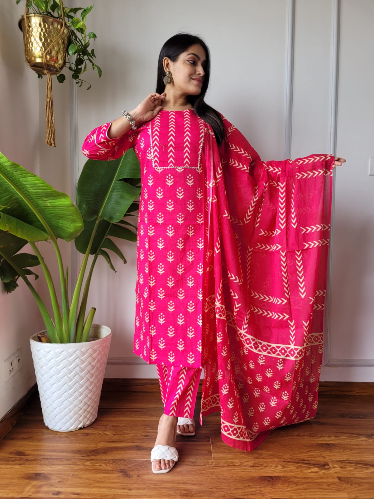 Pure Cotton Kurti Pant With Dupatta
