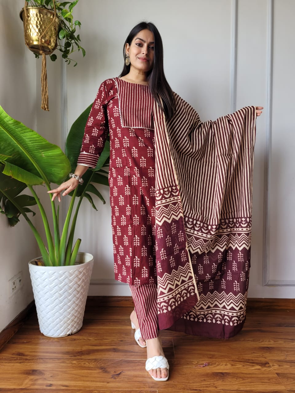 Pure Cotton Kurti Pant With Dupatta