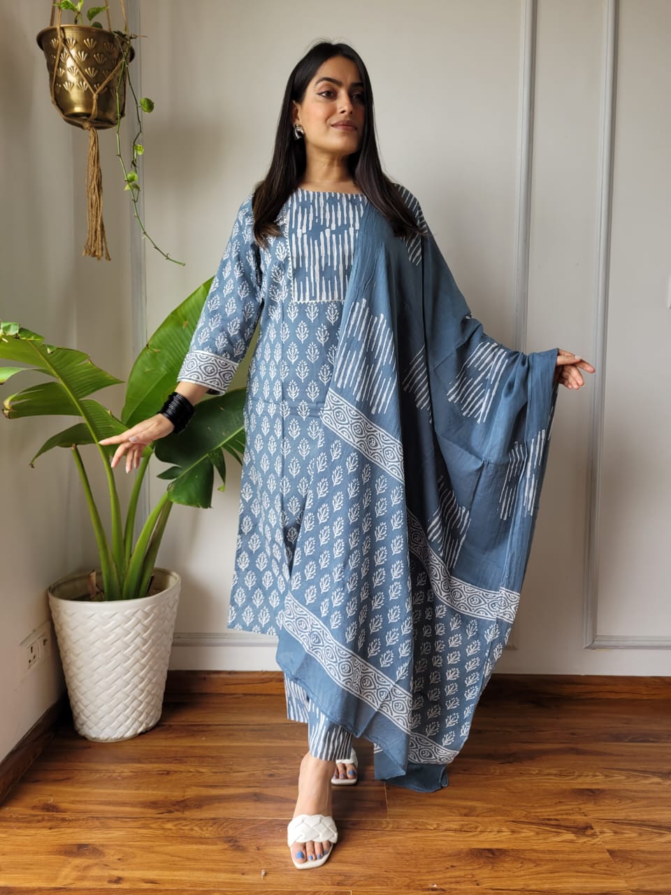 Pure Cotton Kurti Pant With Dupatta