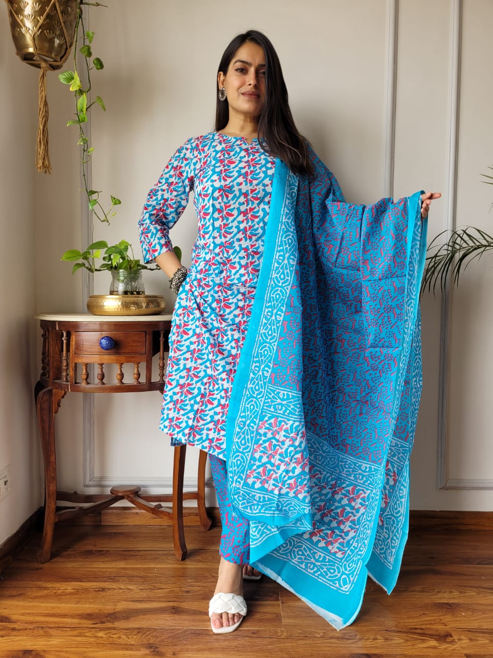 Pure Cotton Kurti Pant With Dupatta