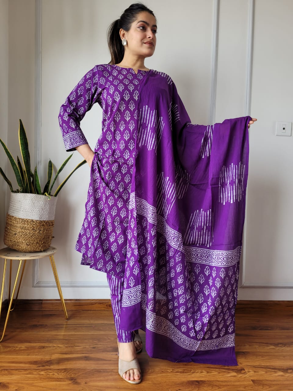 Pure Cotton Kurti Pant With Dupatta