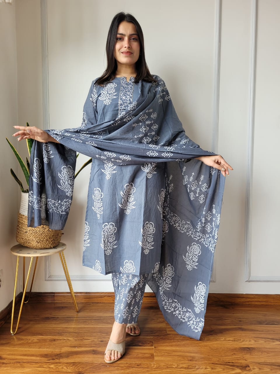 Pure Cotton Kurti Pant With Dupatta