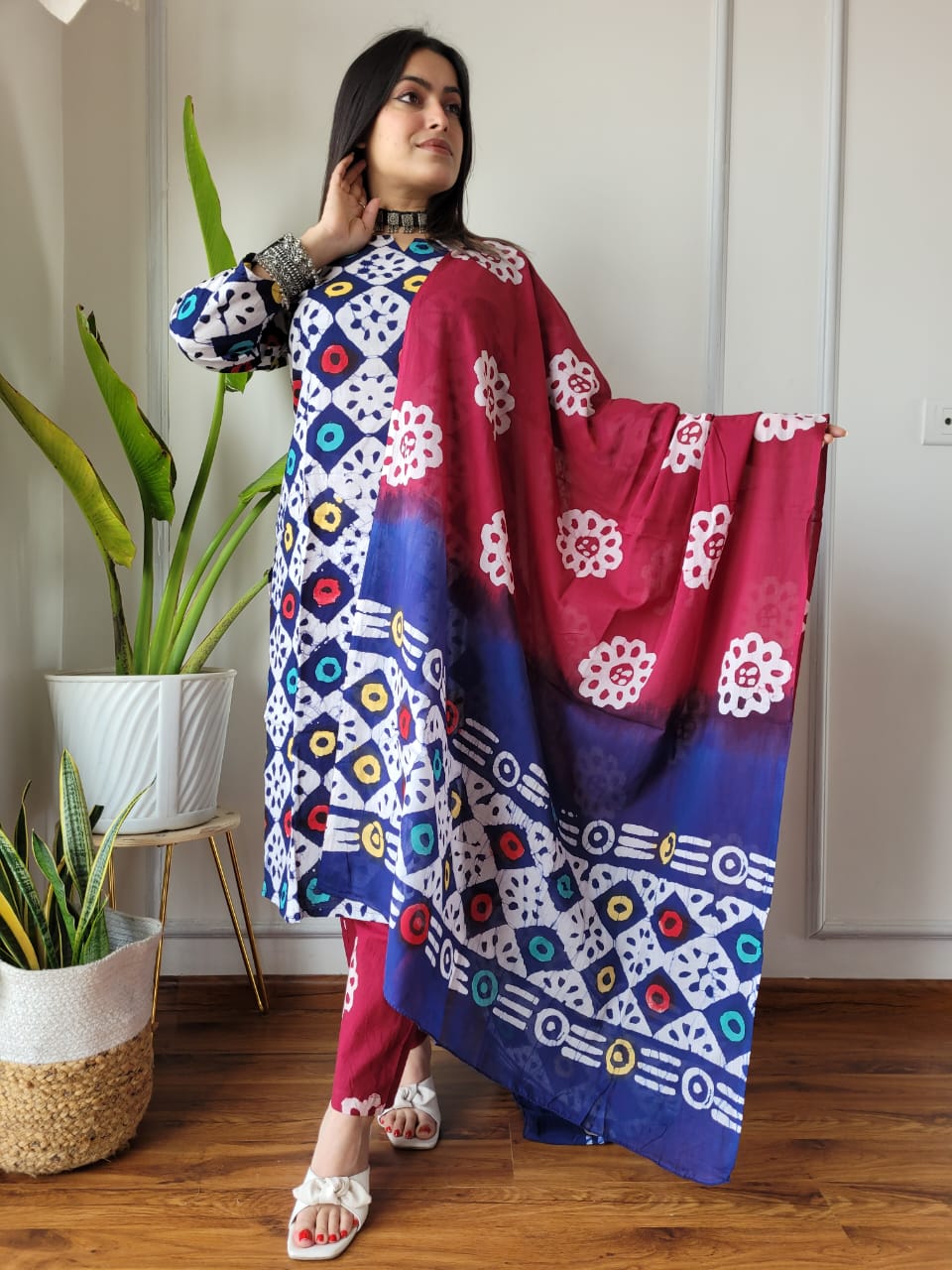 Pure Cotton Kurti Pant With Dupatta