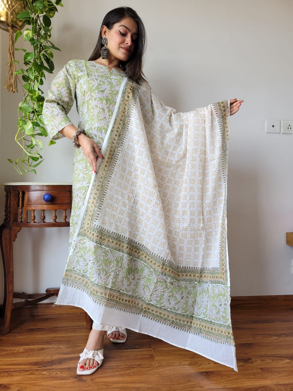 Pure Cotton Kurti Pant With Dupatta