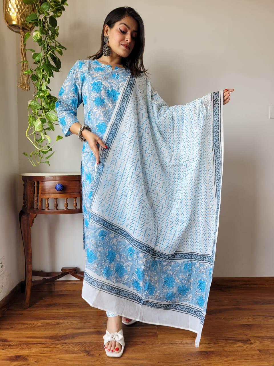Pure Cotton Kurti Pant With Dupatta