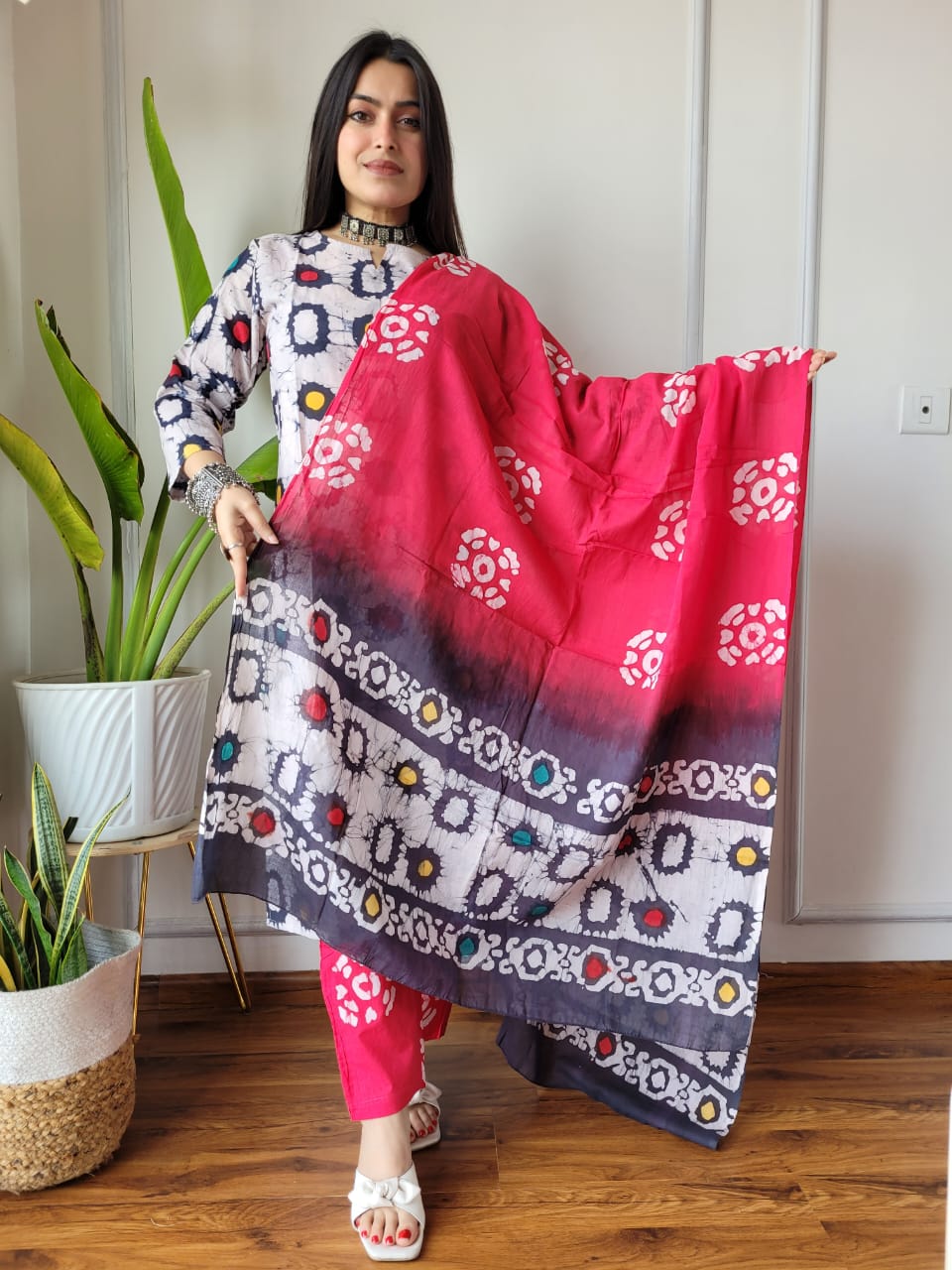 Pure Cotton Kurti Pant With Dupatta