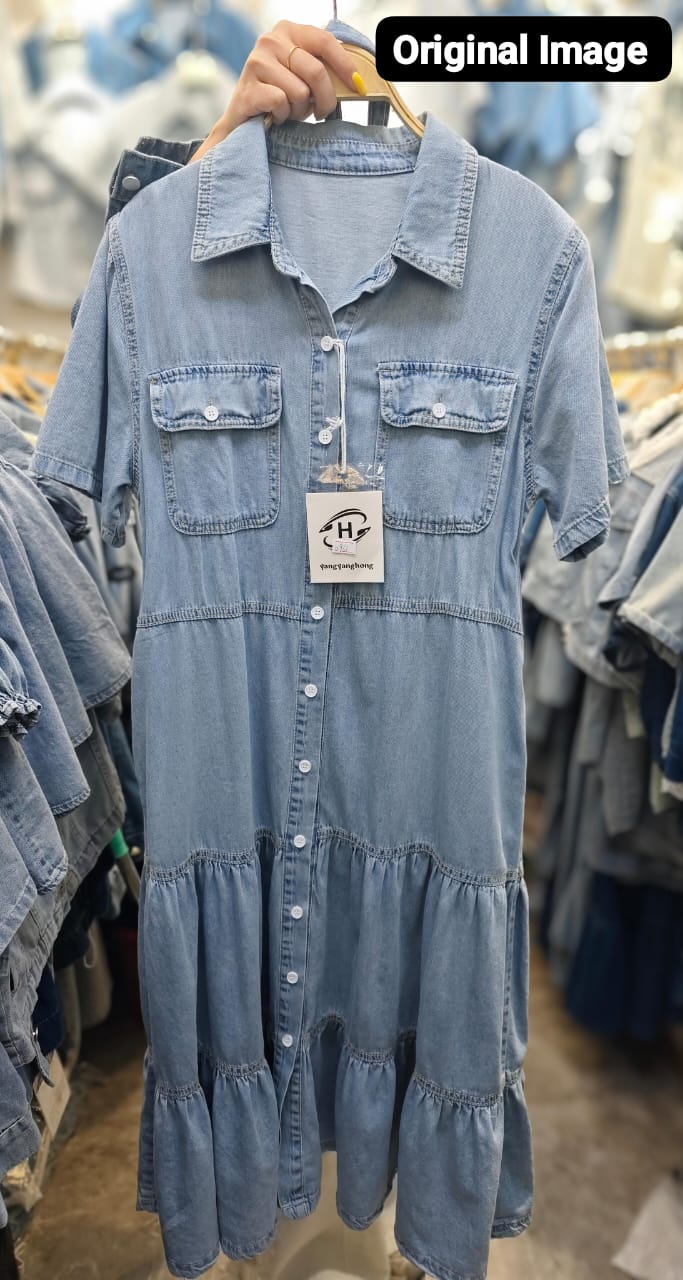 Denim Luxury Dress With Belt