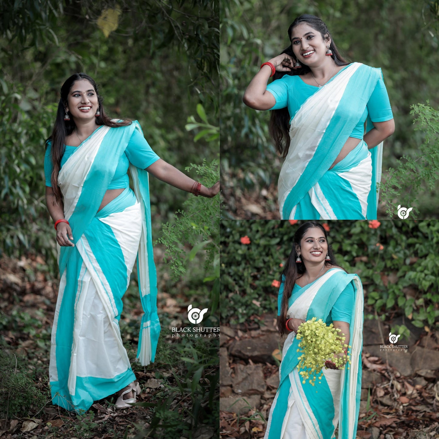 Big kattikara set mundu turquoise colour 2.80 cotton