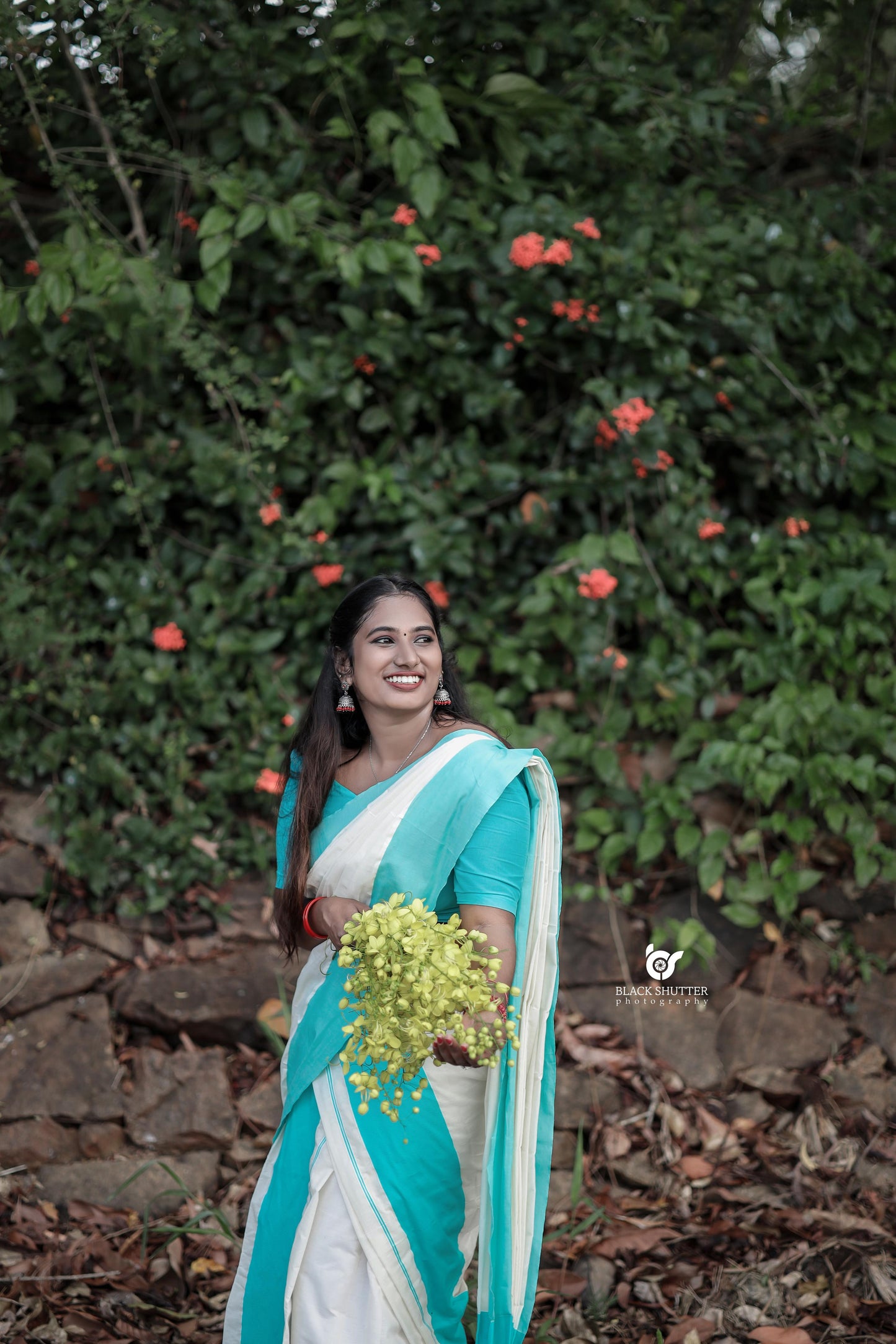 Big kattikara set mundu turquoise colour 2.80 cotton