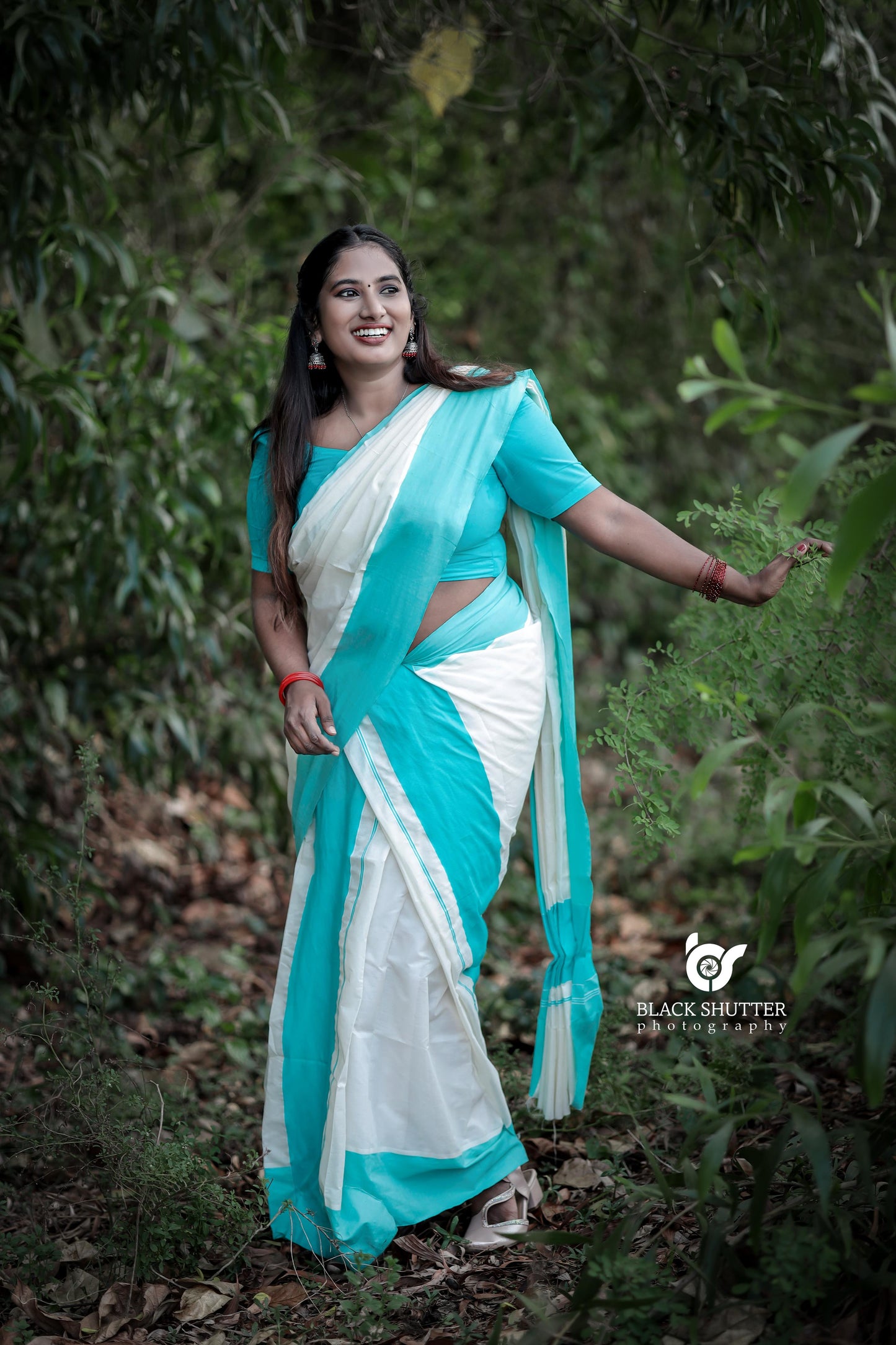 Big kattikara set mundu turquoise colour 2.80 cotton