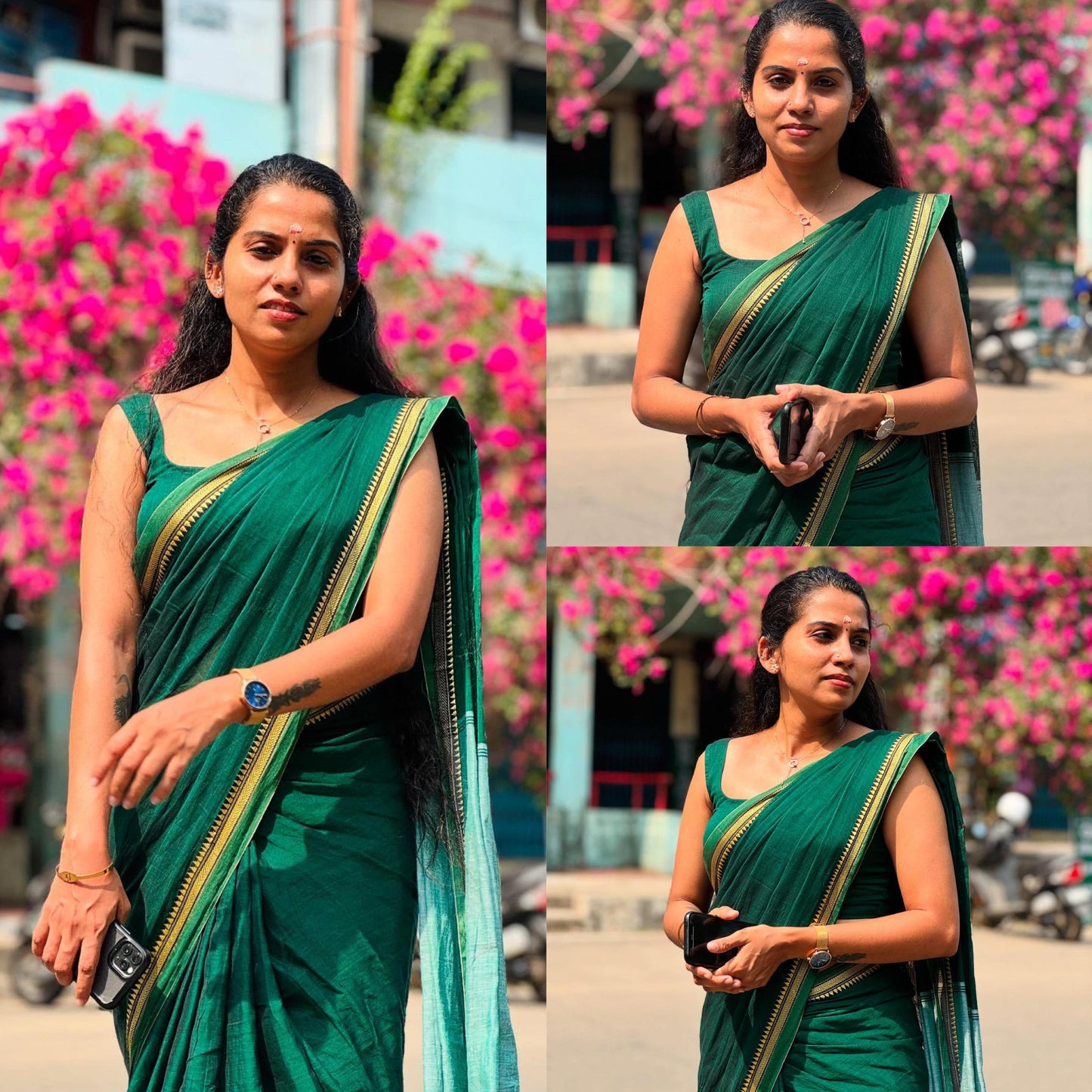 Chettinad micro temple border pure cotton saree