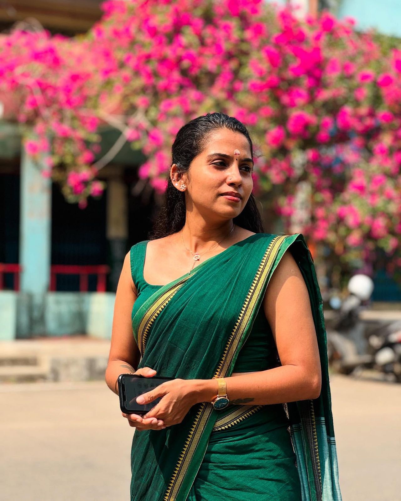 Chettinad micro temple border pure cotton saree