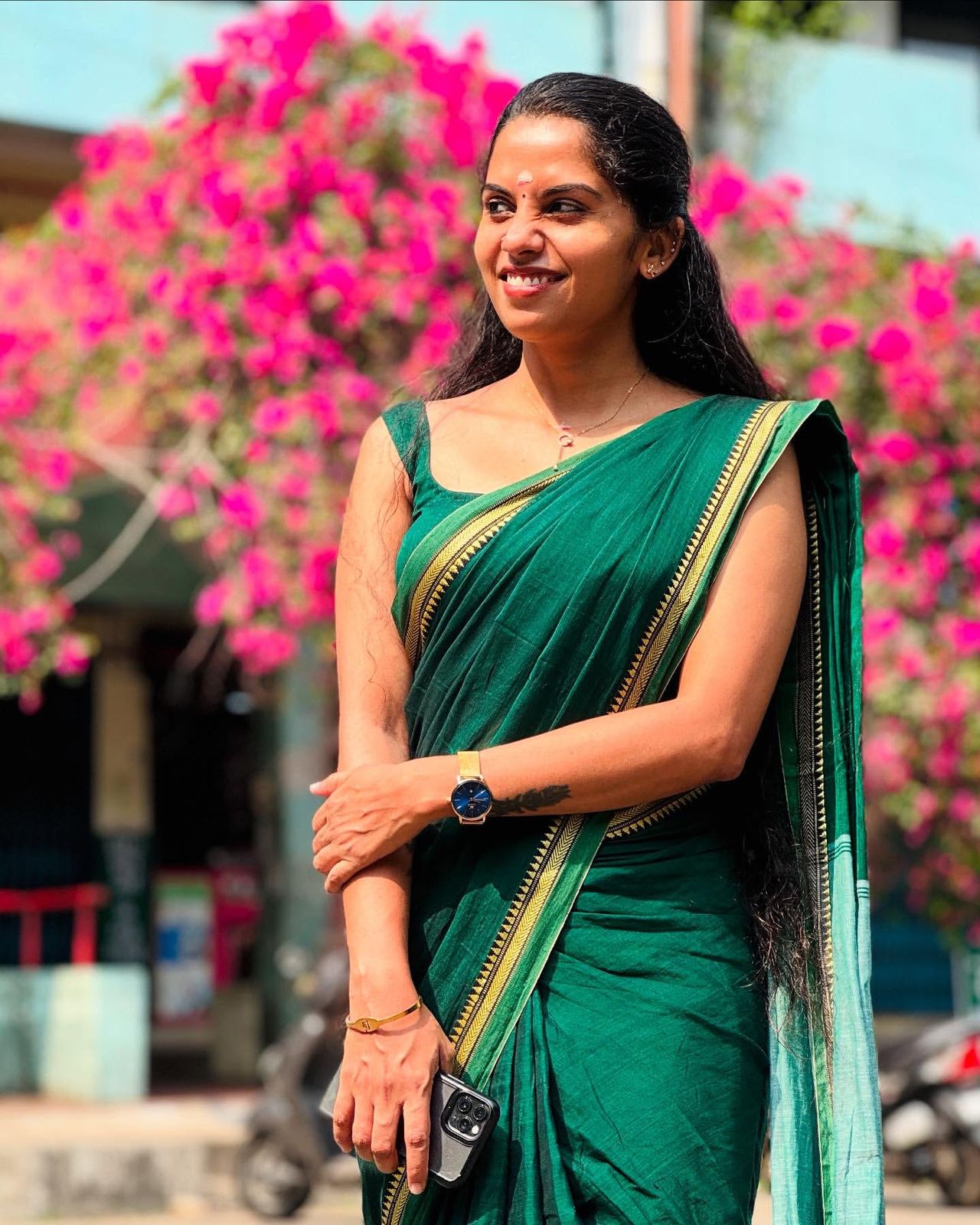 Chettinad micro temple border pure cotton saree
