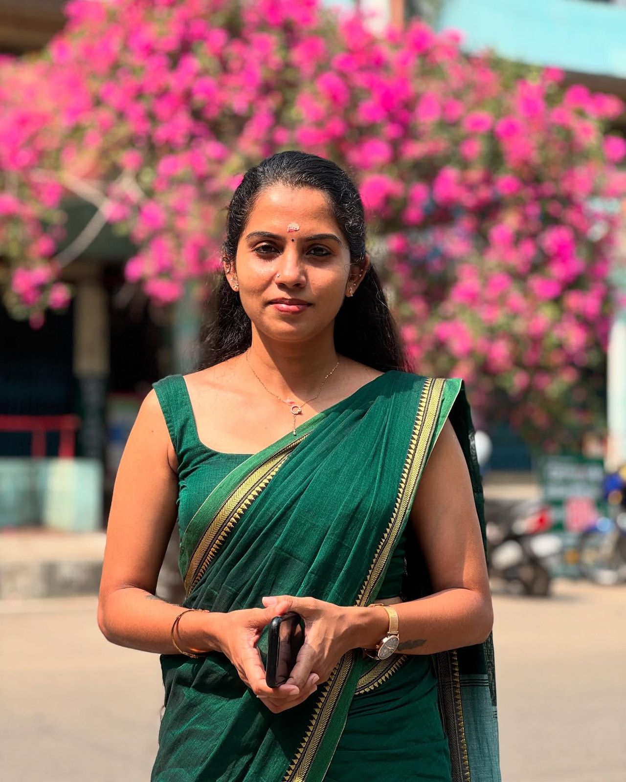 Chettinad micro temple border pure cotton saree
