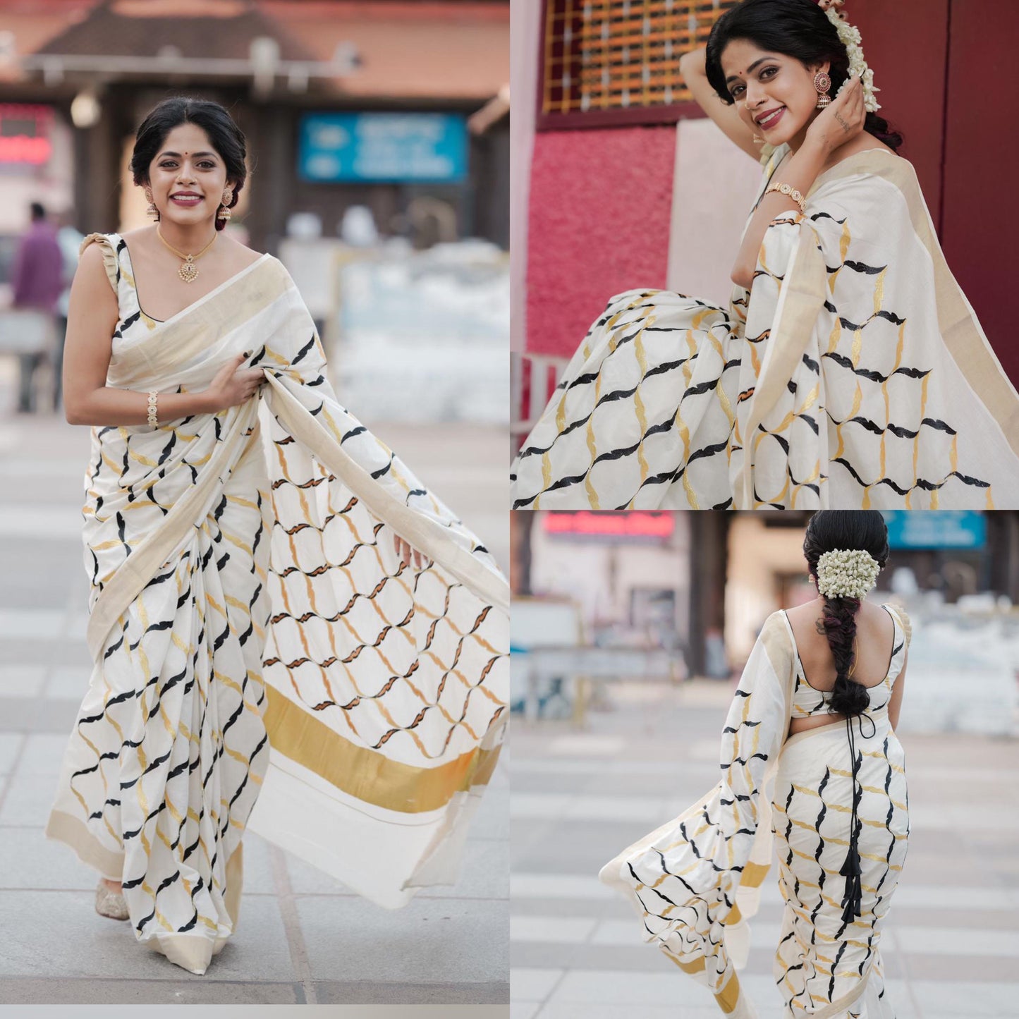 Black chain saree