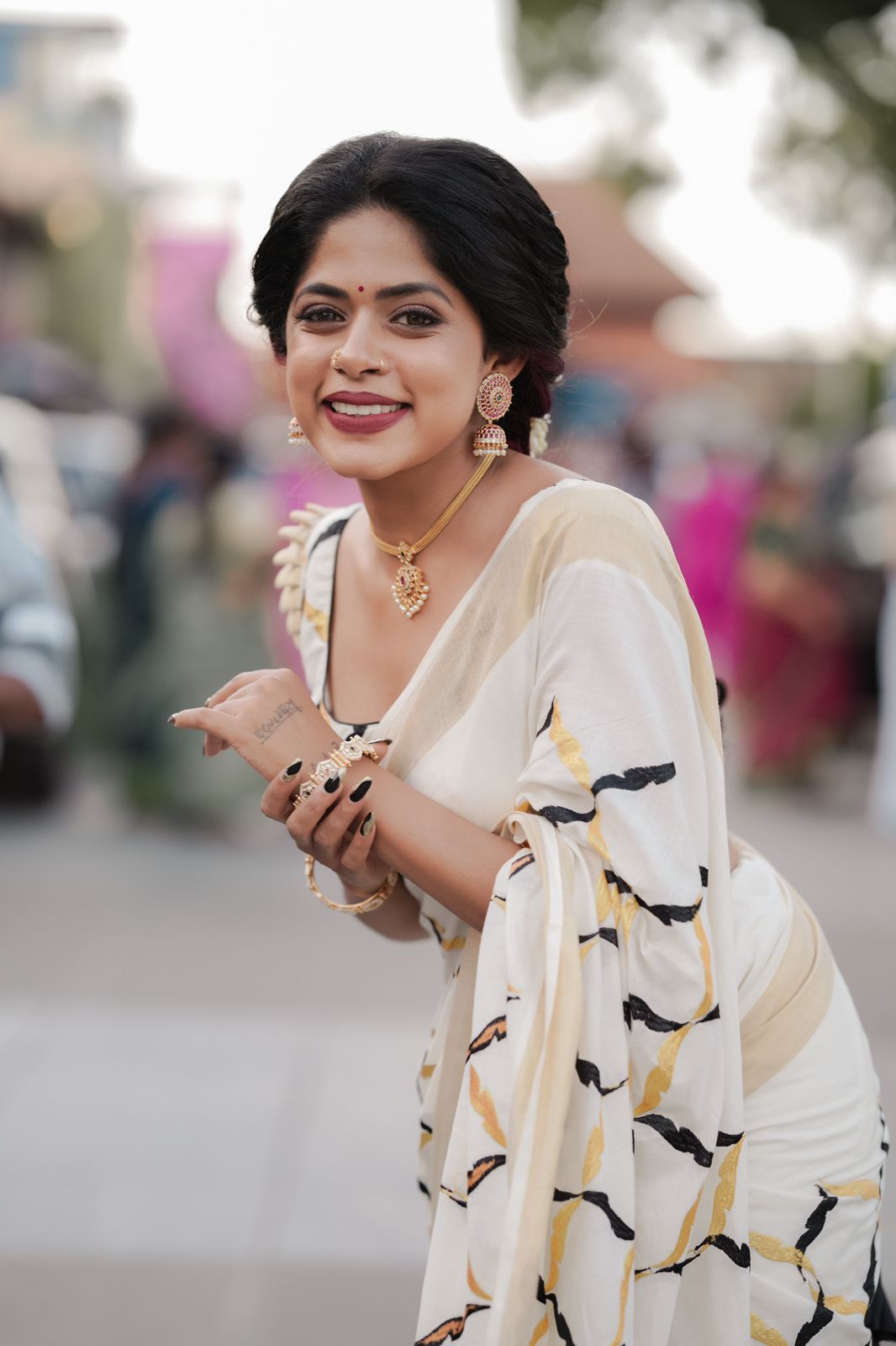 Black chain saree