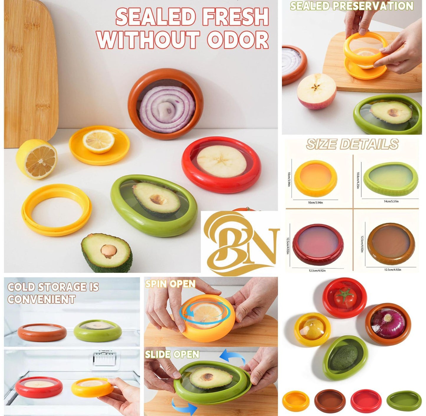 4pcs Silicone Lid Storage Containers with Flip-Top Design