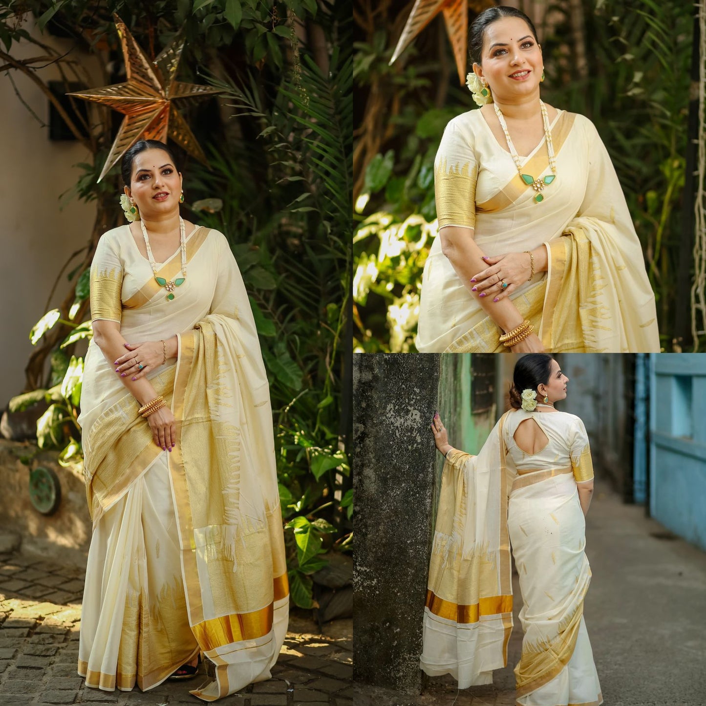 Fire embroidery cotton saree