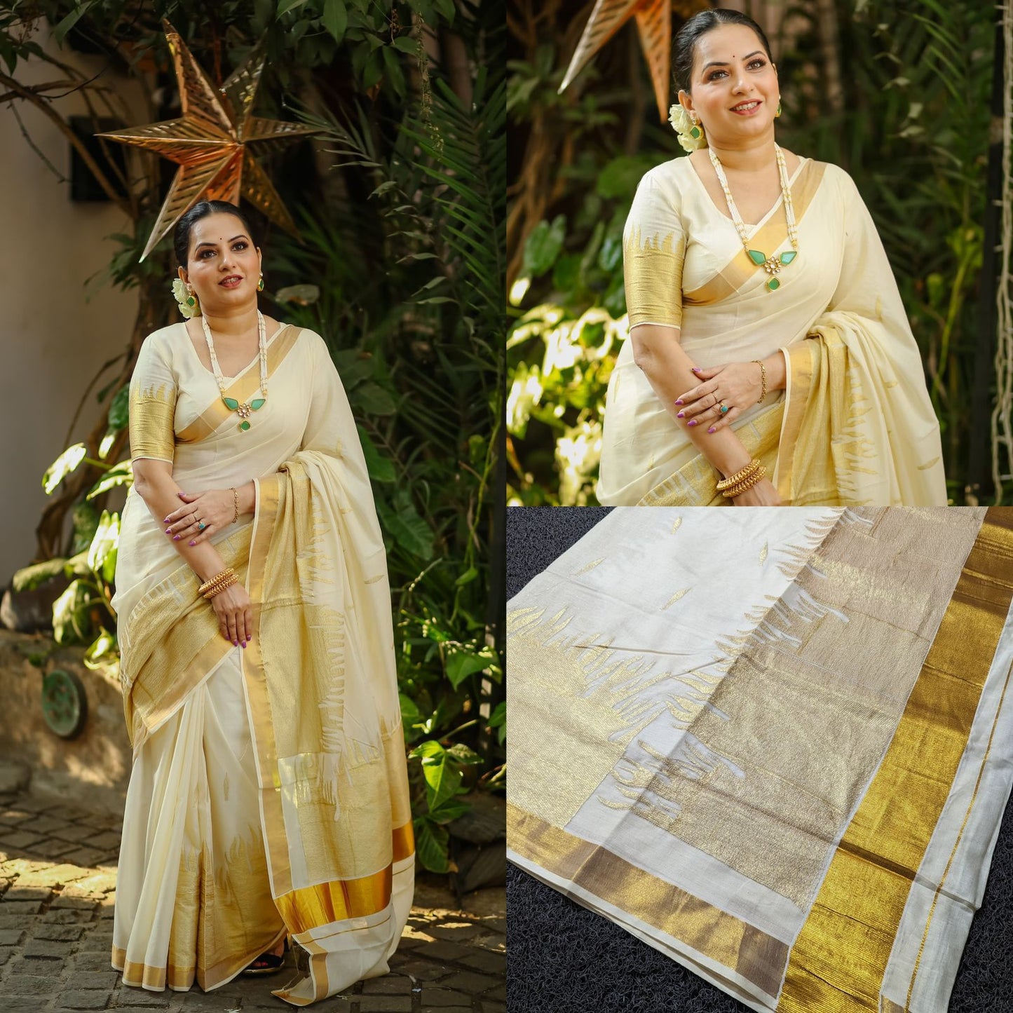 Fire embroidery cotton saree