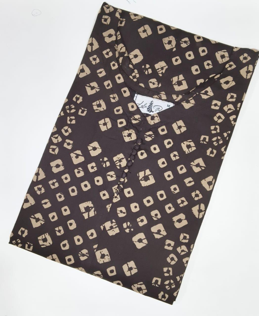 Elegant Brown Printed Kurti with Geometric Pattern