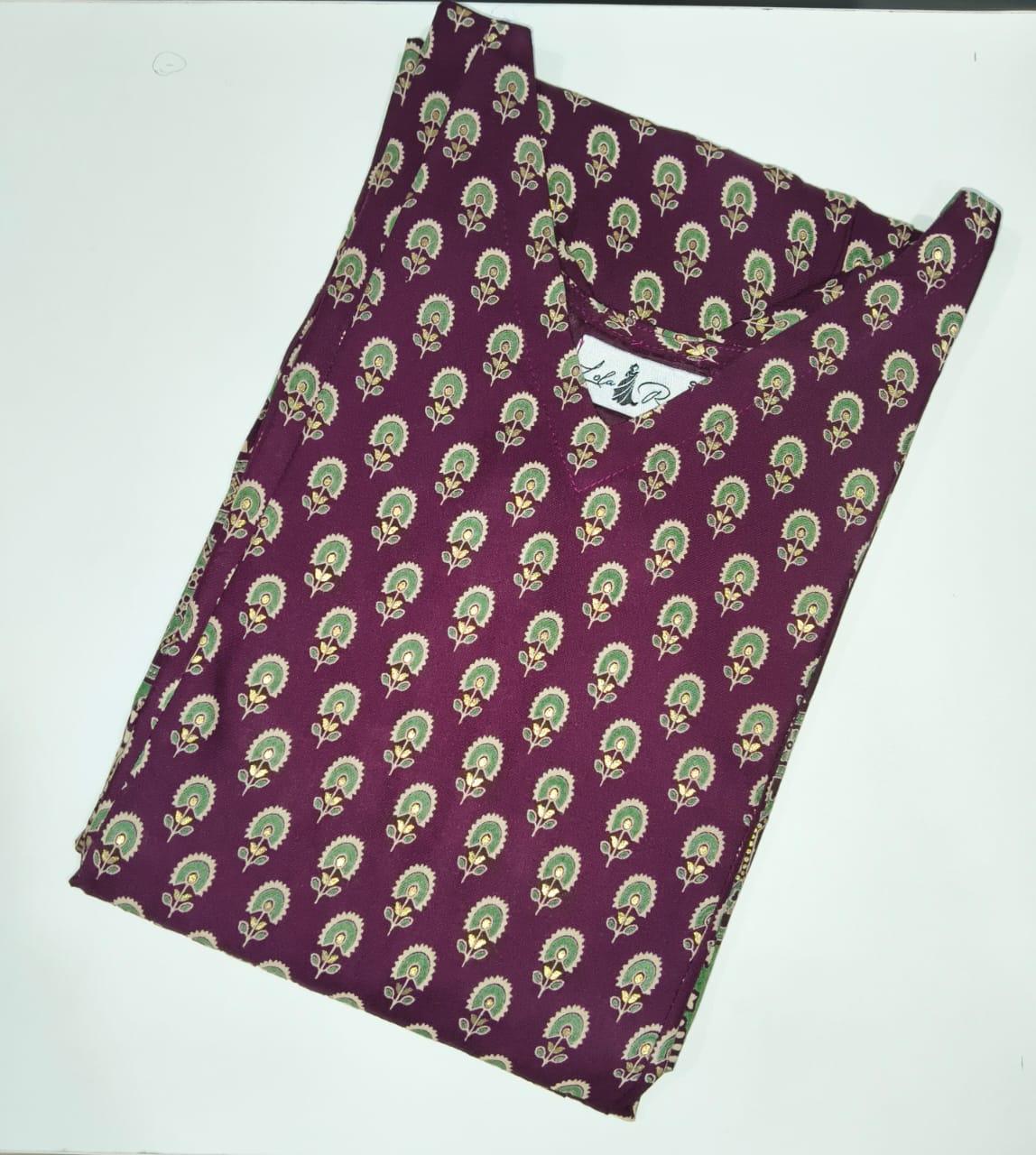 Elegant Floral Kurta – Vibrant Purple, Soft & Stylish