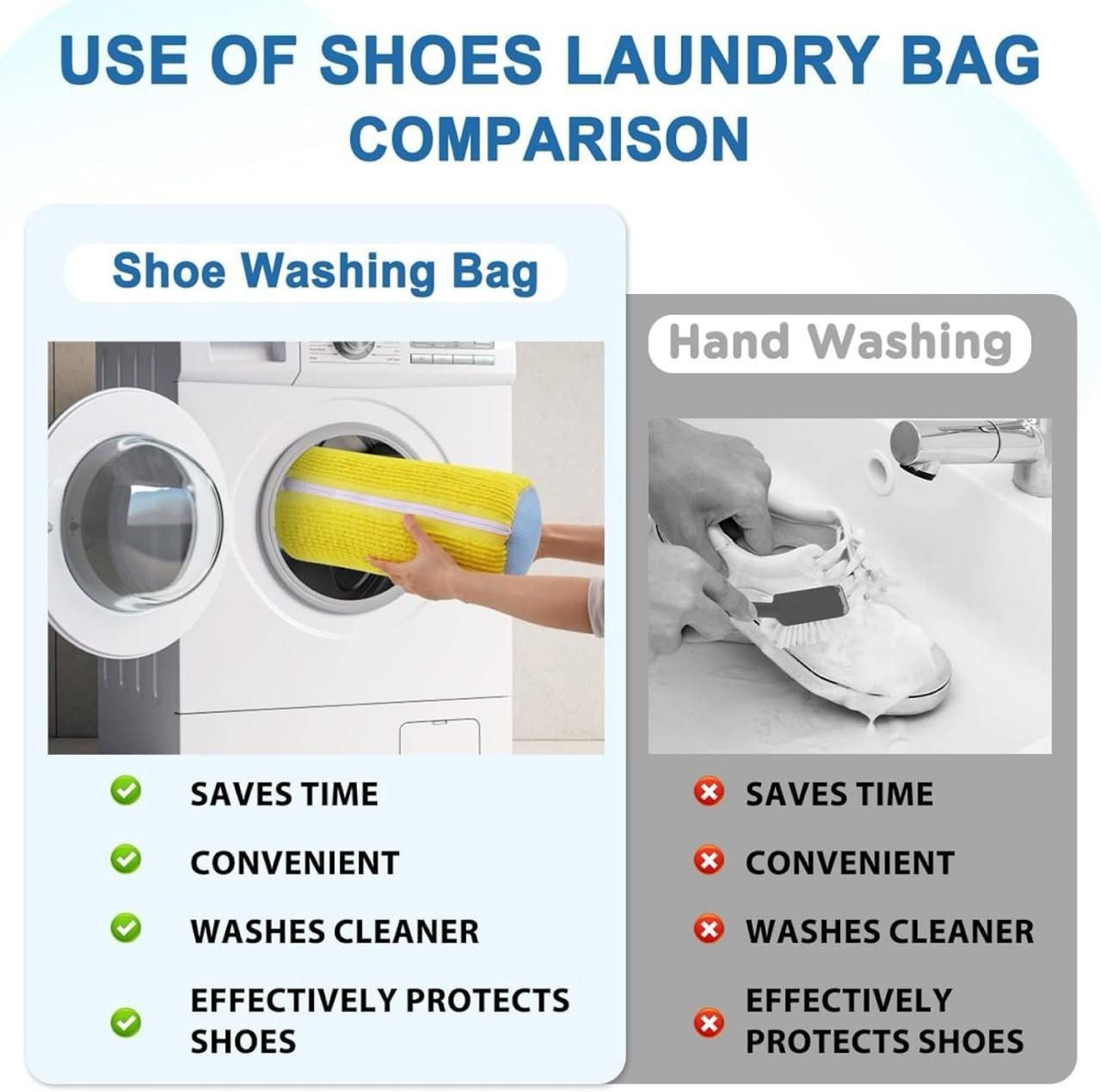 Shoe Washing Machine Bag | Invisible Zipper Side Opening Shoe Washing Bag