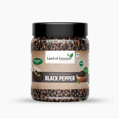 Land of Essence Black Pepper  | Whole Kaali Mirch | Preservative-Free | Bold & Aromatic