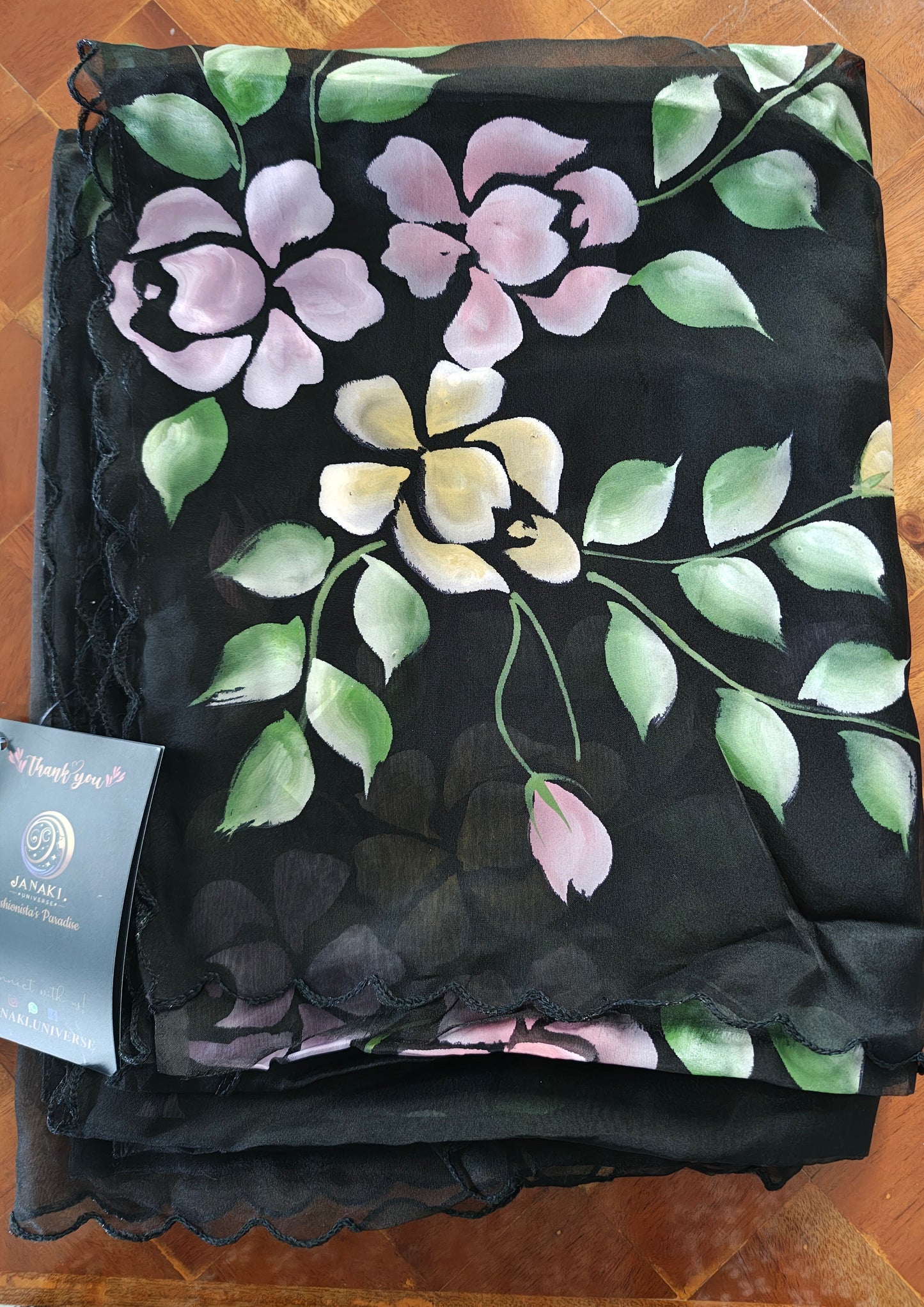 Janaki.universe-Organza with hand Paint