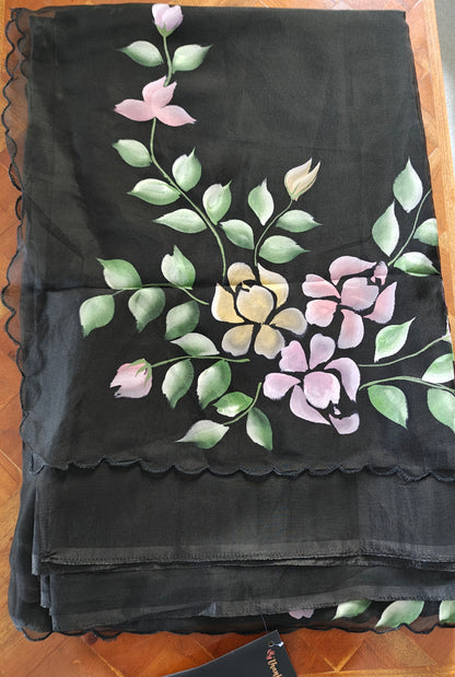 Janaki.universe-Organza with hand Paint