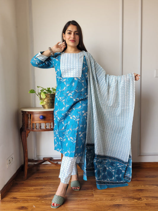 Pure Cotton Kurti Pant With Dupatta