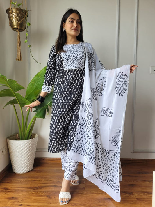 Pure Cotton Kurti Pant With Dupatta