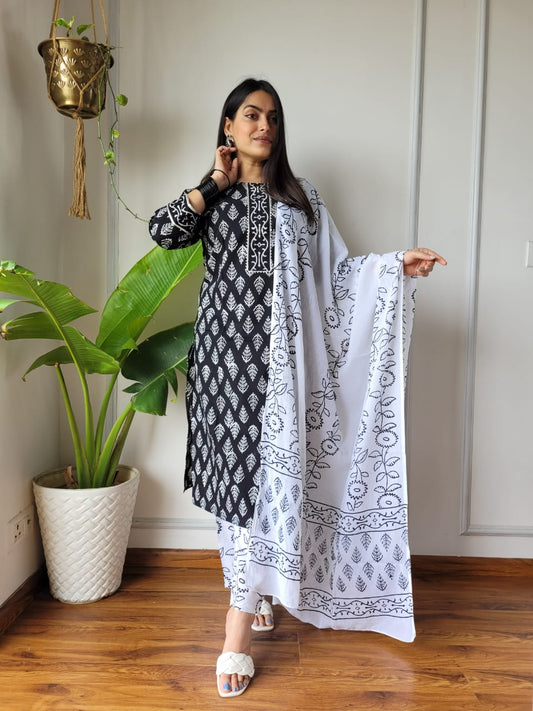 Pure Cotton Kurti Pant With Dupatta