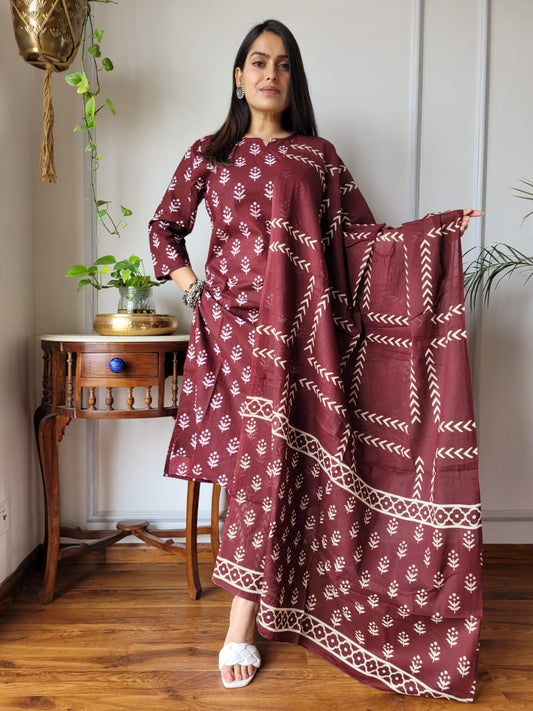 Pure Cotton Kurti Pant With Dupatta