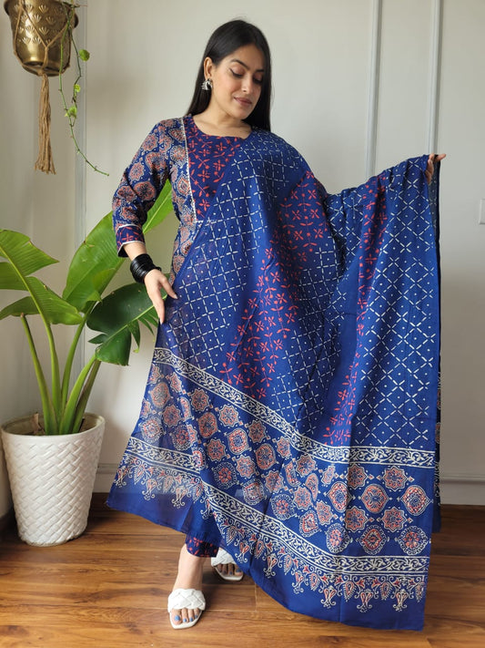 Pure Cotton Kurti Pant With Dupatta