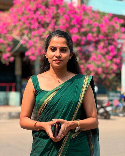 Chettinad micro temple border pure cotton saree