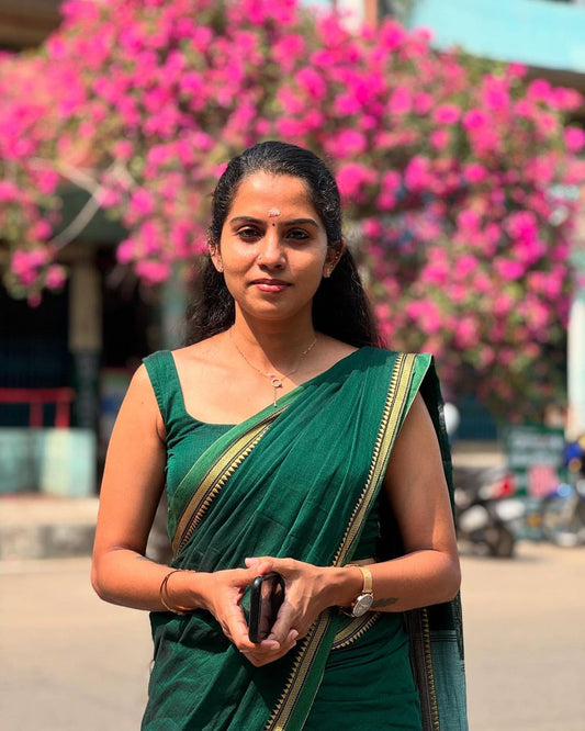 Chettinad micro temple border pure cotton saree