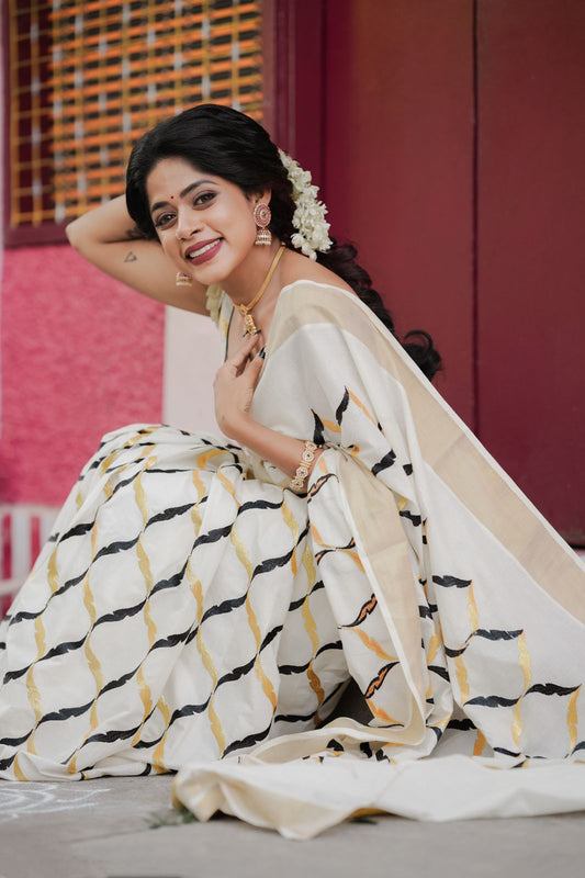Black chain saree