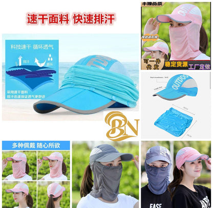 Sun Hat Face Mask Face Cover Neck Cover Large Thin Clean Face Neck Protection