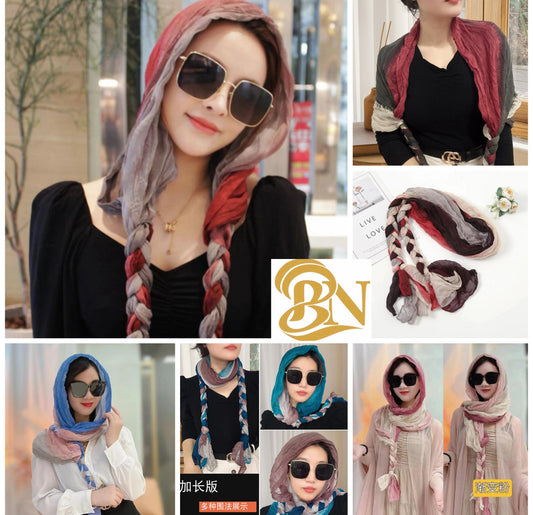 Bohemian style fashion Hand-woven Twist Scarf Soft Exotic Gift Rare unti-UV hat