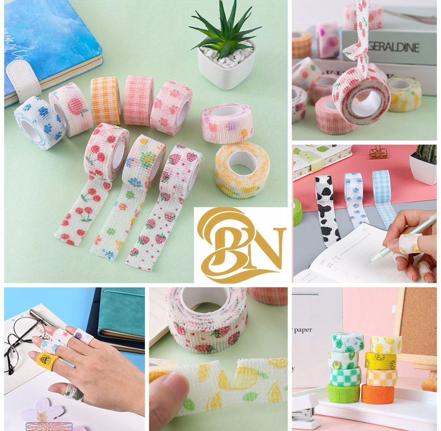 Pack of 5 Flex Nail Finger Protection Bandage Star Heart Roll