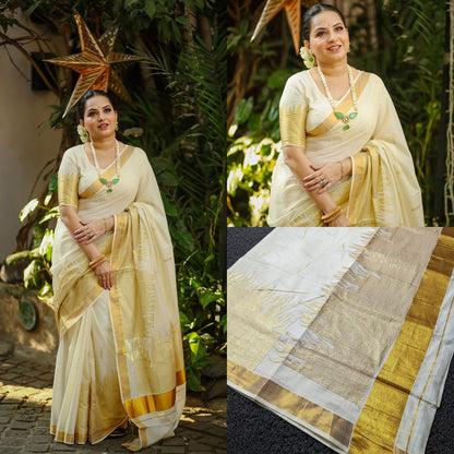 Fire embroidery cotton saree